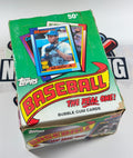 Vintage Topps baseball trading card box with cards inside