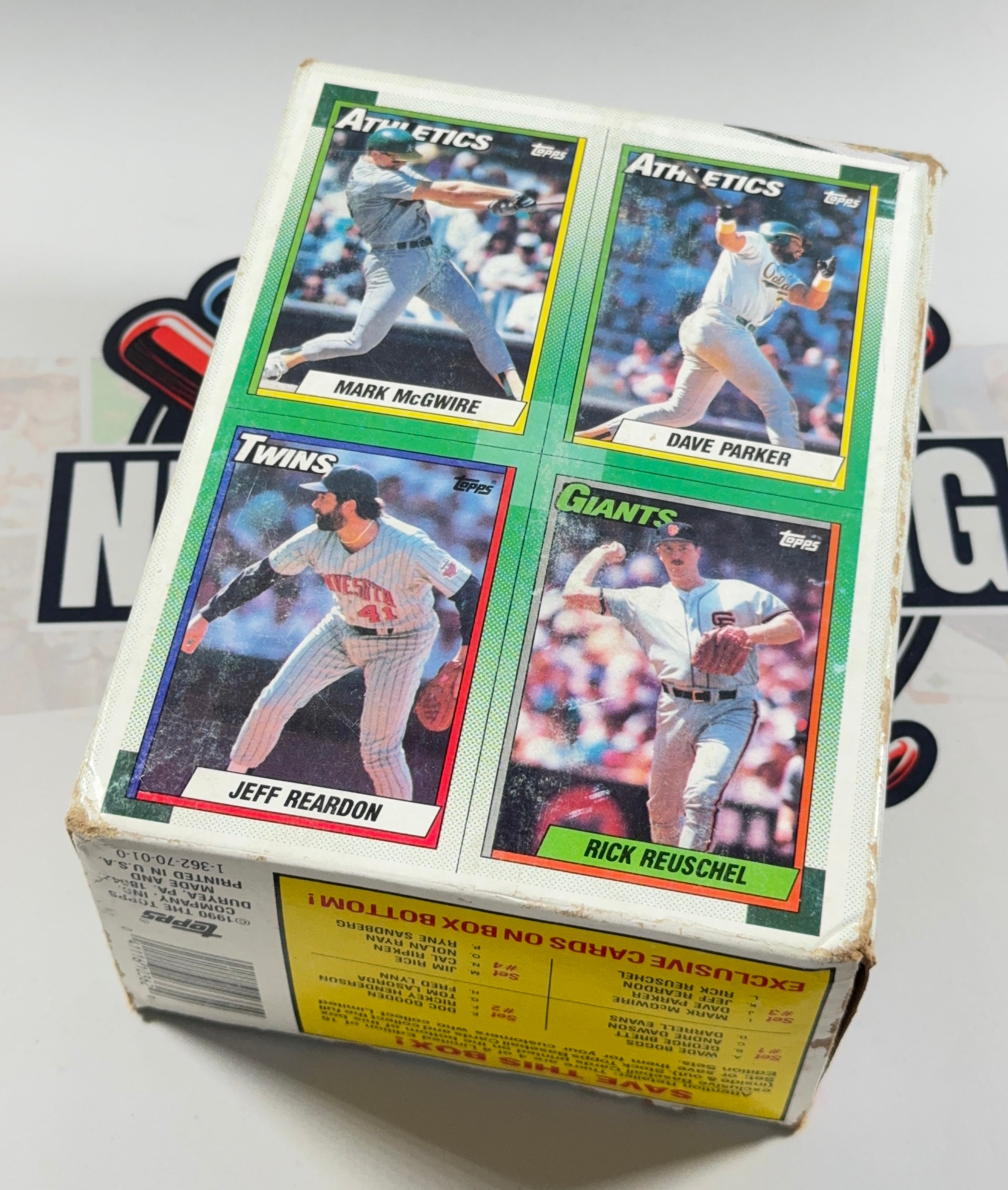 Baseball trading card box with images of baseball players on the front