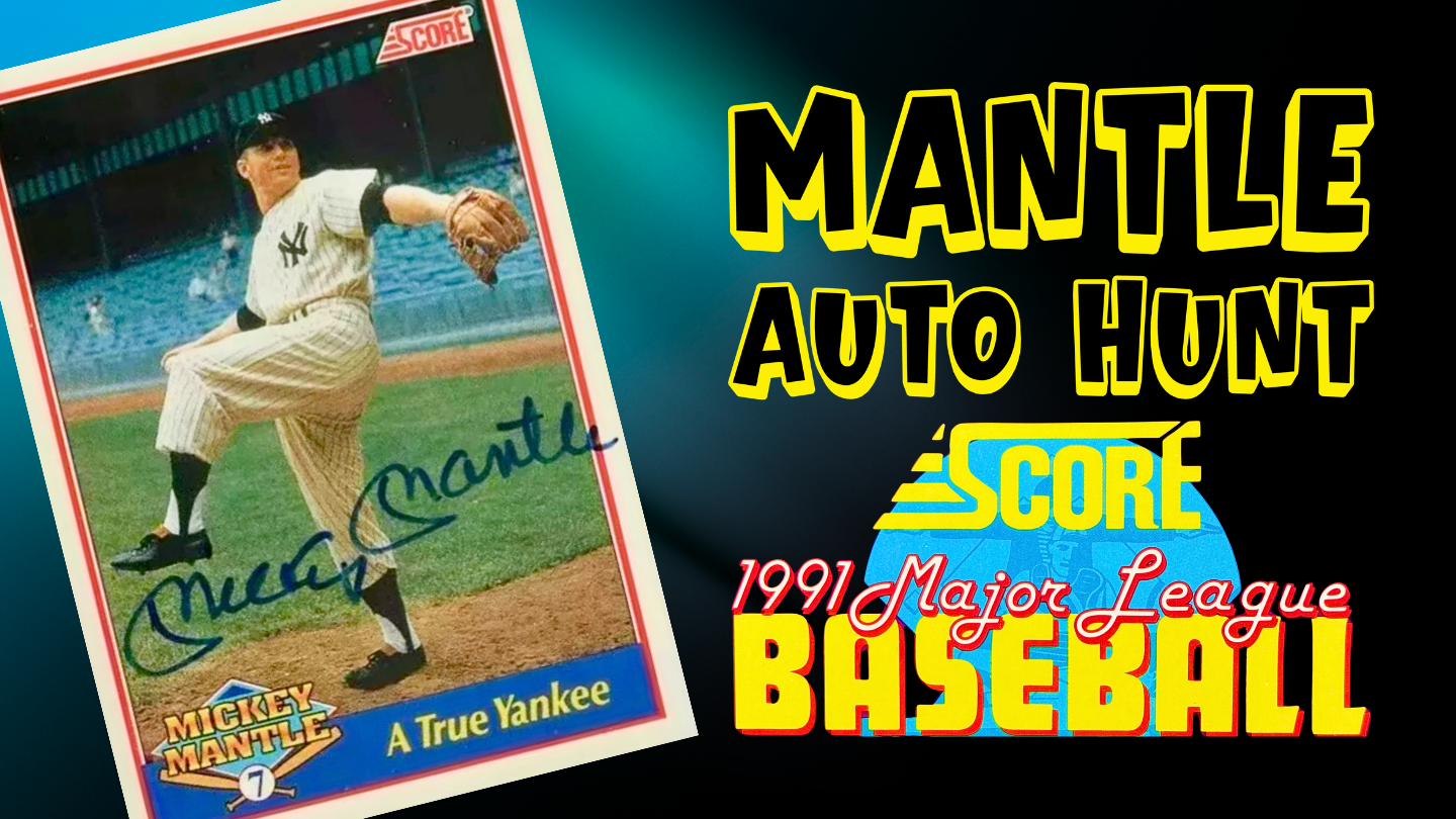 Baseball trading card of Mickey Mantle with promotional text for 1991 Major League Baseball