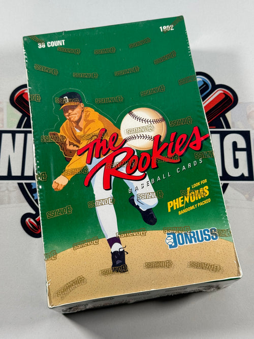 Baseball trading card box with 'Rookies' and 'Promos' text on a white background