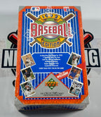 Baseball trading card pack from 1992 with colorful design and text.