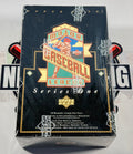 Baseball trading card pack with 'Upper Deck' branding on a white background