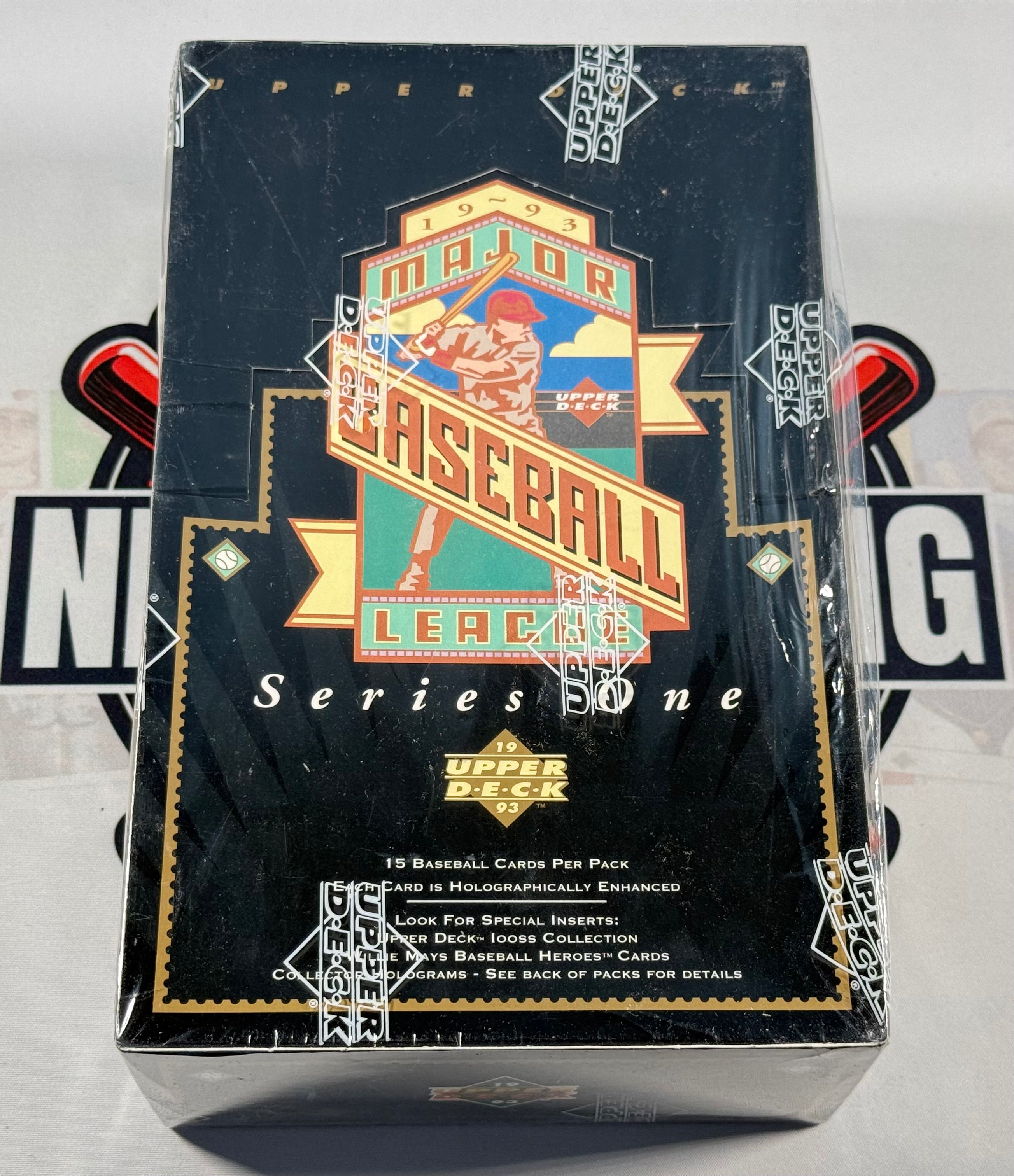 Baseball trading card pack with 'Upper Deck' branding on a white background