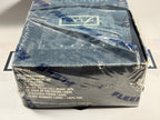 Sealed trading card box with clear plastic wrap on a white background