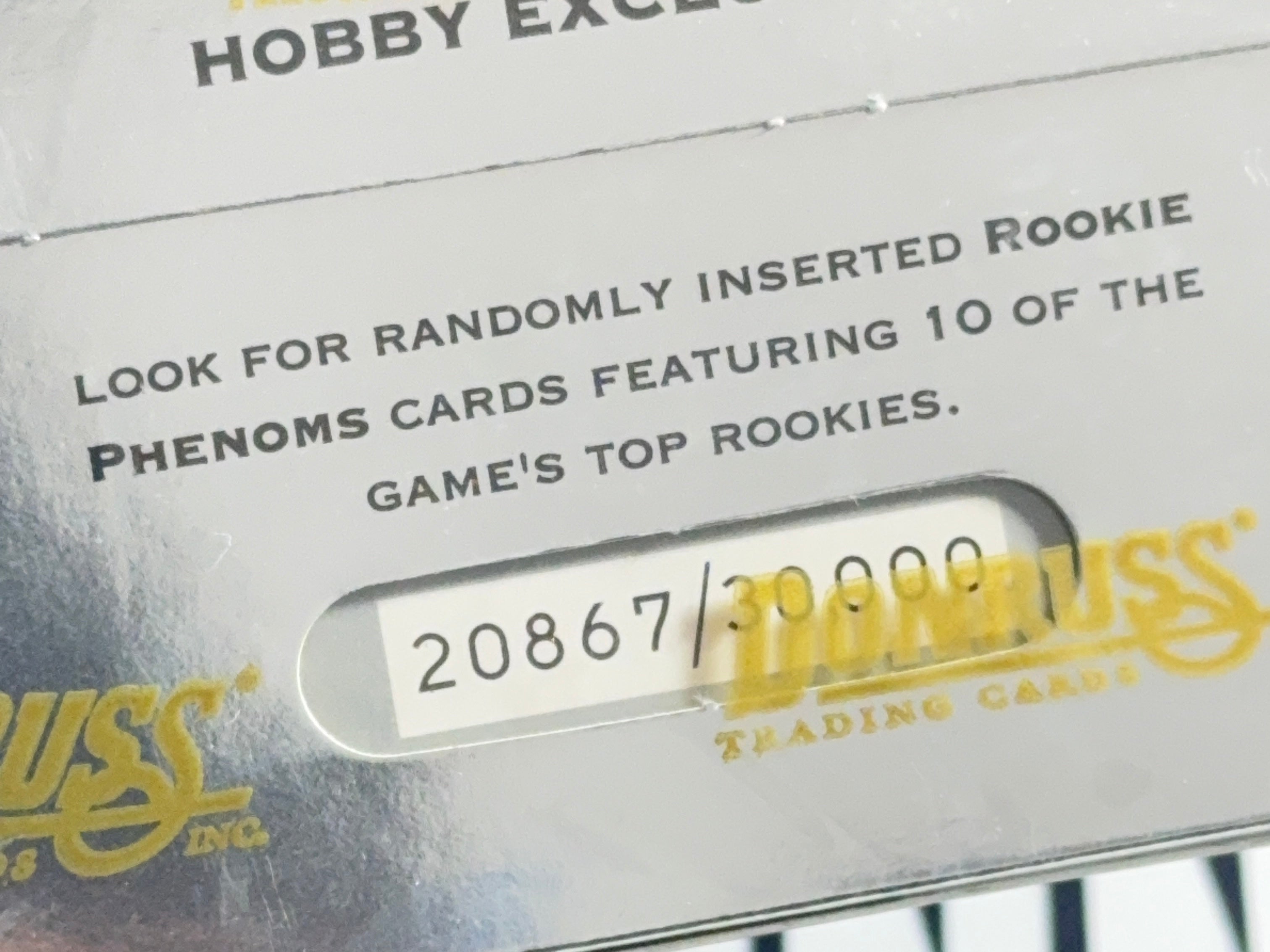 Baseball trading card pack with Panini logo and serial number