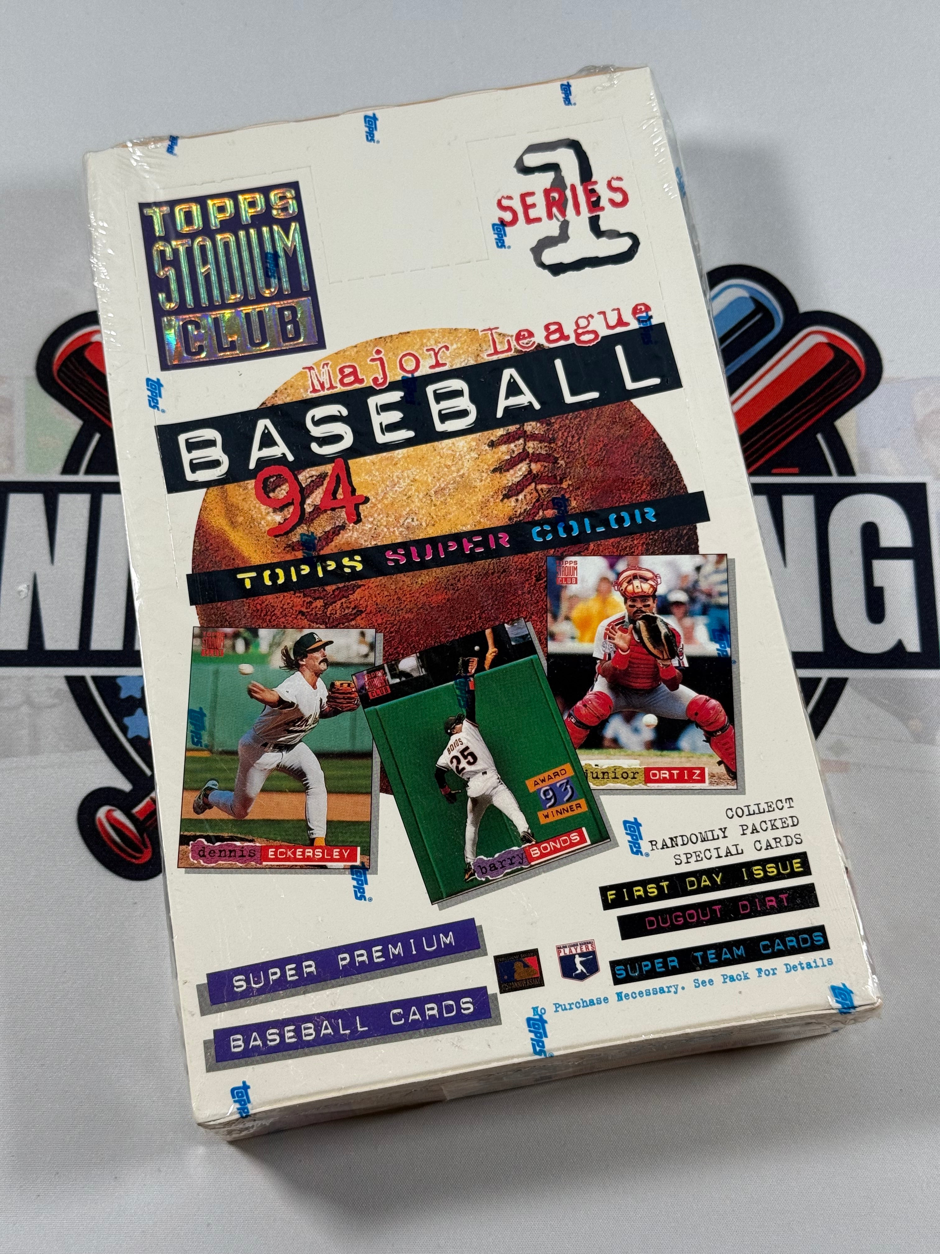 Baseball trading card box with multiple cards on a white background