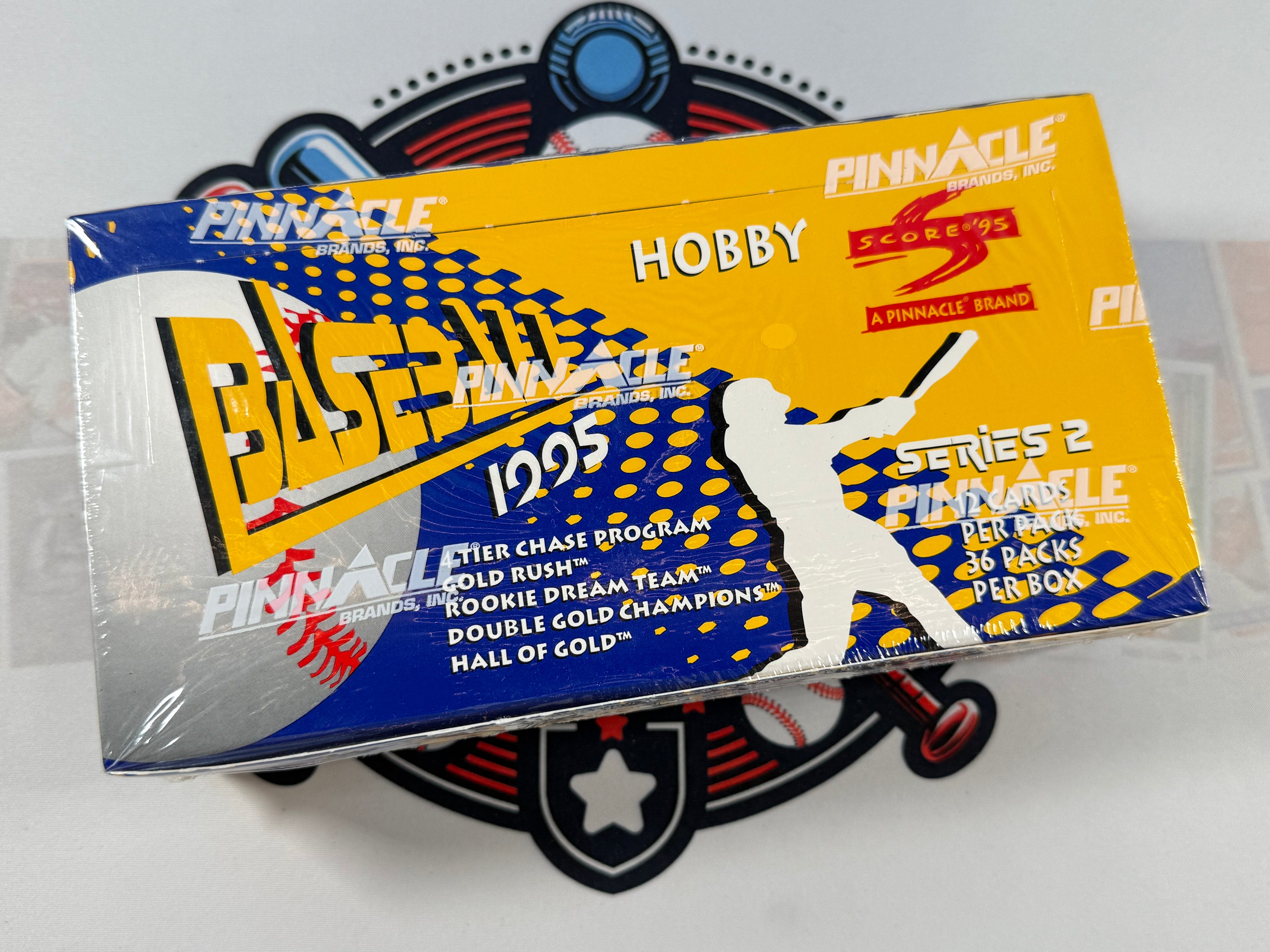 Pinnacle 1995 baseball trading card hobby box on a white background