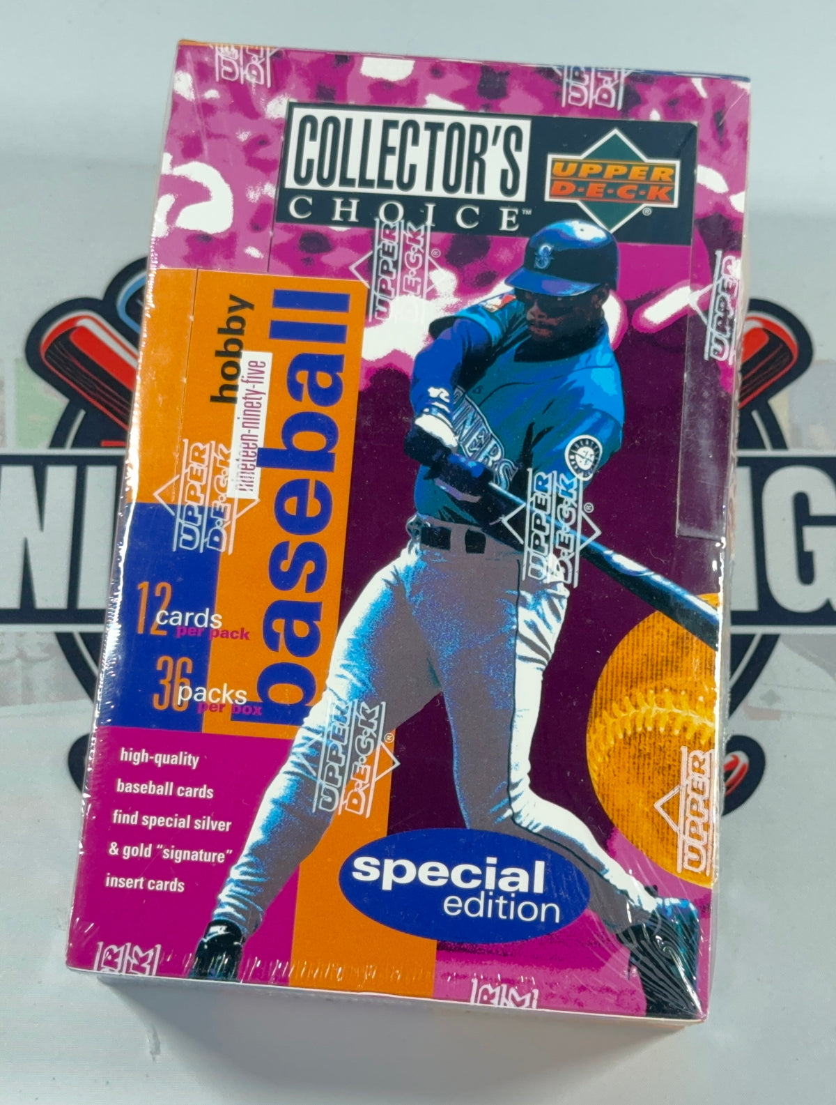 A sealed box of Upper Deck Collector's Choice 1994 Hobby Baseball Special Edition trading cards, featuring a baseball player on the front packaging.