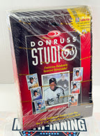 Donruss 1998 baseball card packaging with images of baseball players on a white background