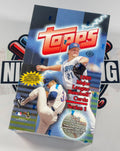 Topps 1999 Major League Baseball Cards Series 1 trading card box on a white background with a blurred logo behind it.