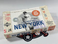 Baseball trading card box featuring a vintage player image and 'Legends of New York' branding.
