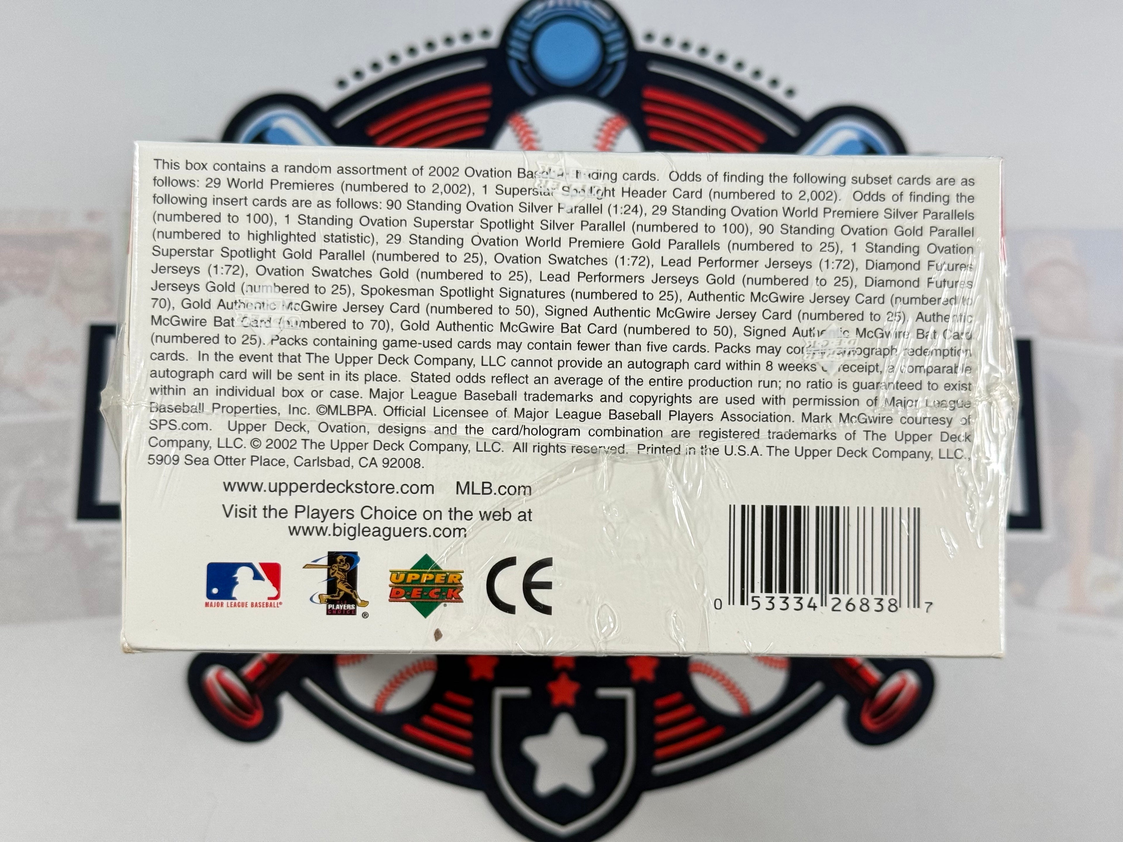 2002 Upper deck ovation baseball retail box Back