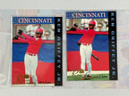Two baseball trading cards of Ken Griffey Jr. with Cincinnati on a textured background.