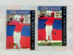 Two baseball trading cards of Ken Griffey Jr. with Cincinnati on a light gray background