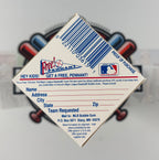 MLB bubble gum packaging with a free Pennant offer on a gray background